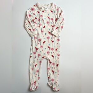 Coccoli White and Pink Floral Footie One Piece- Parrots & Palm Trees